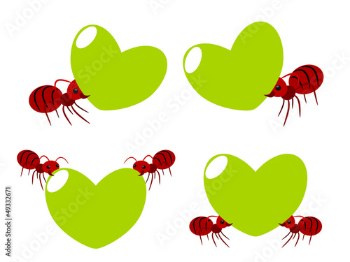 Red ants teamwork illustration