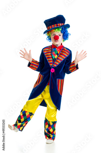 Boy clown over the white background