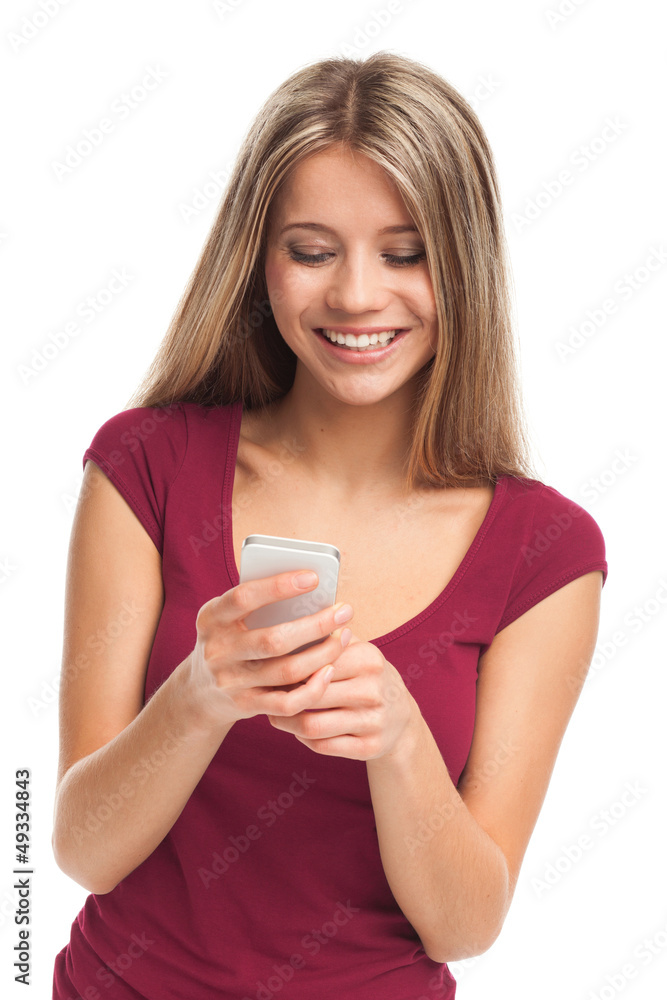 Cute smiling young woman with phone Cute smiling young woman with phone