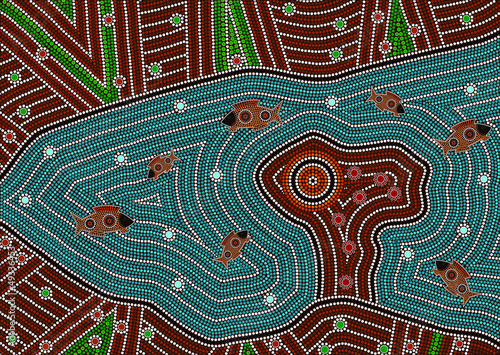illu. based on aboriginal style of dot painting-magic place