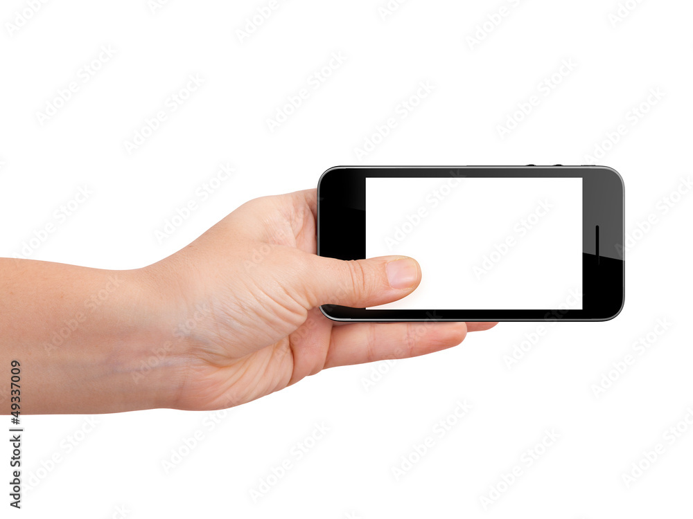 Smart Phone with Blank Screen Holding by Hand Smart Phone with Blank Screen Holding by Hand