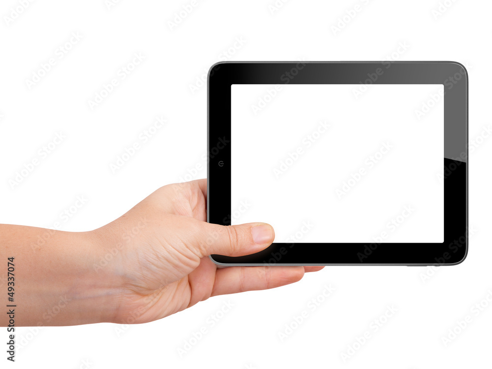 Tablet with Blank Screen Holding by Hand Tablet with Blank Screen Holding by Hand