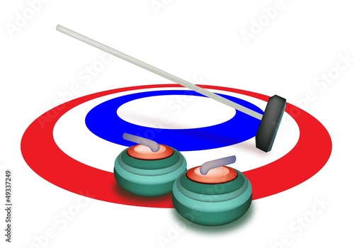 A Collection of Curling Stones on Ice