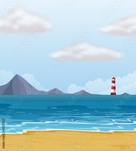 A light house and a beach