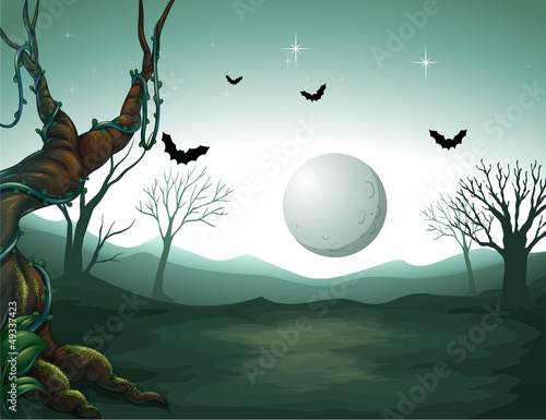 A graveyard and a moon
