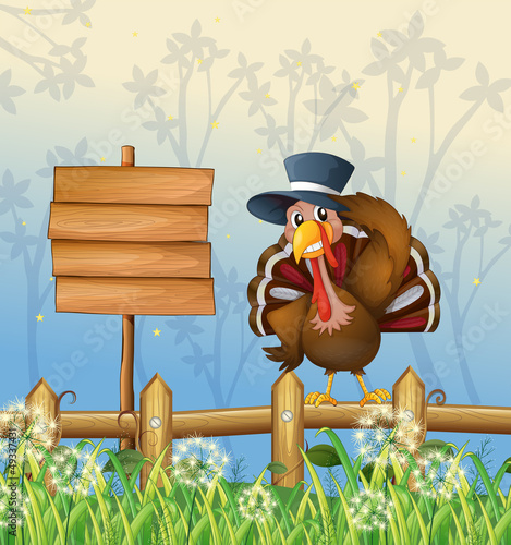 A bird and a notice board