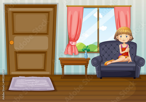 A girl in the living room