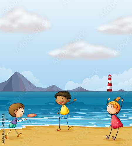 Children playing at the seashore