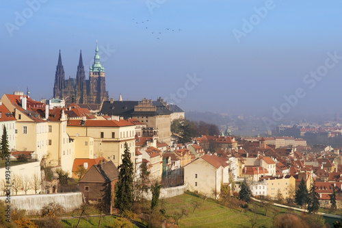 cityscape of Hradcany with St. Vitus Cathedral, old Prague
