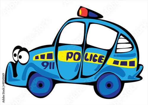 cartoon vector police car isolated on white background