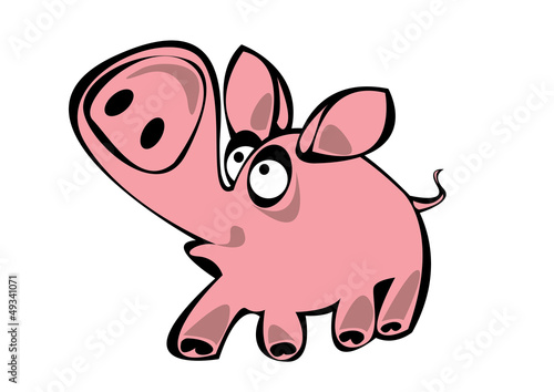 cartoon pink vector pig isolated on white background