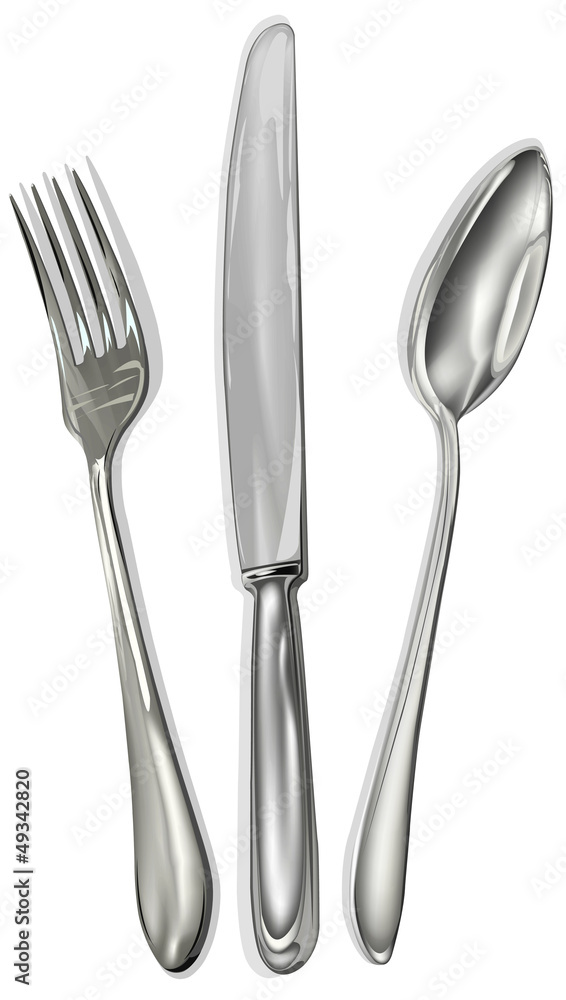 Knife,fork and spoon on a white Knife,fork and spoon on a white