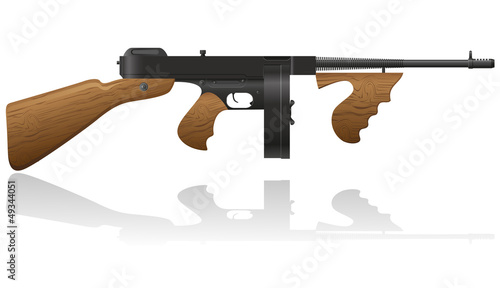gangster gun Thompson vector illustration