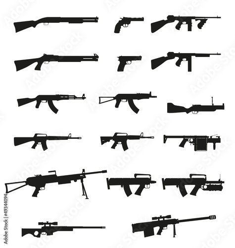 weapon and gun set collection icons black silhouette vector illu photo