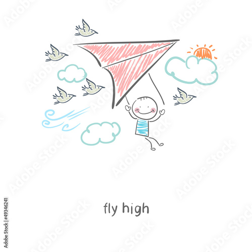 Man flying a hang glider