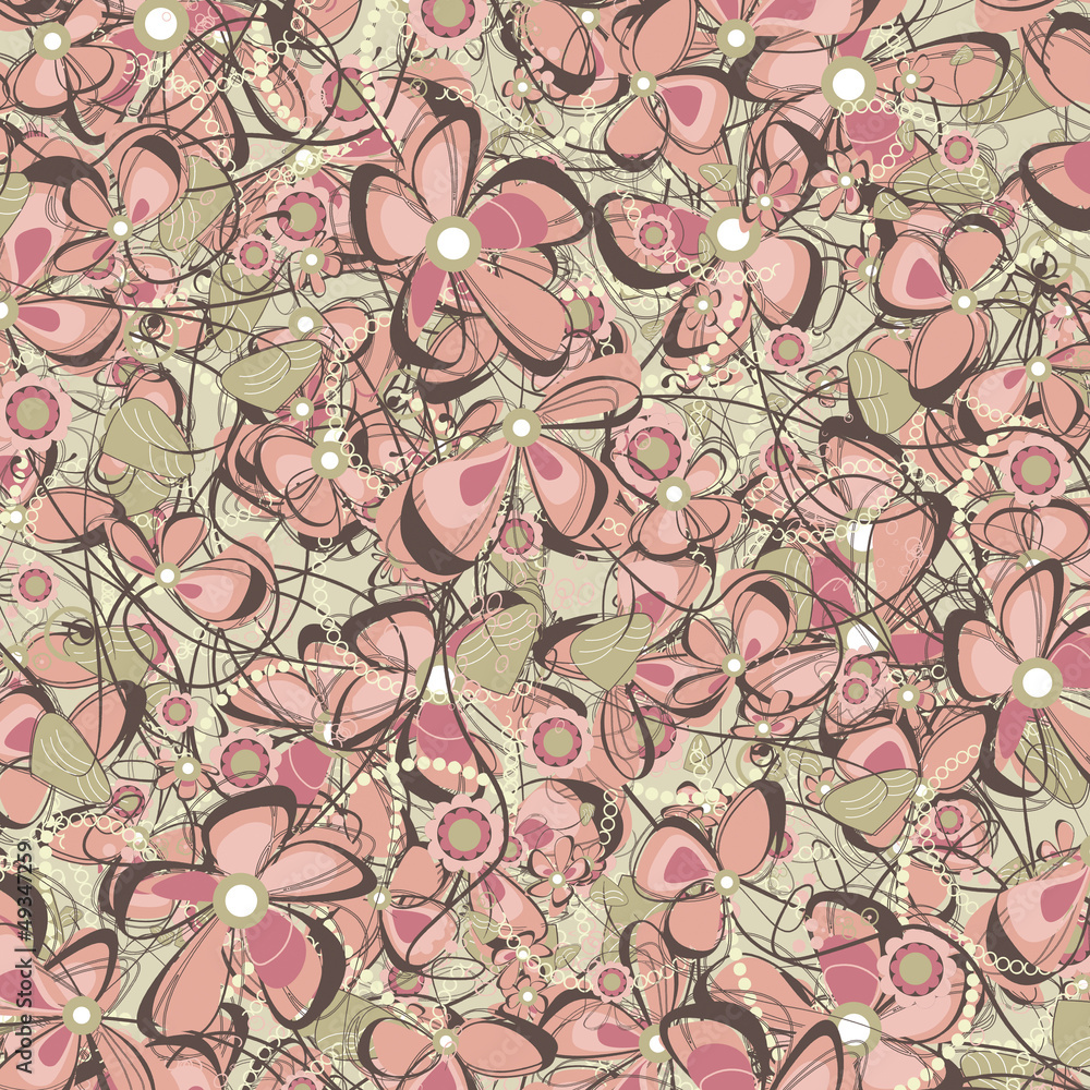 pink flowers mosaic pattern background