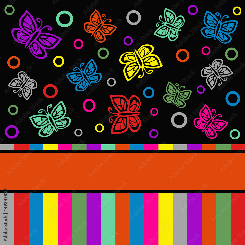 Fototapeta premium Colorful greeting card with butterflies decoration