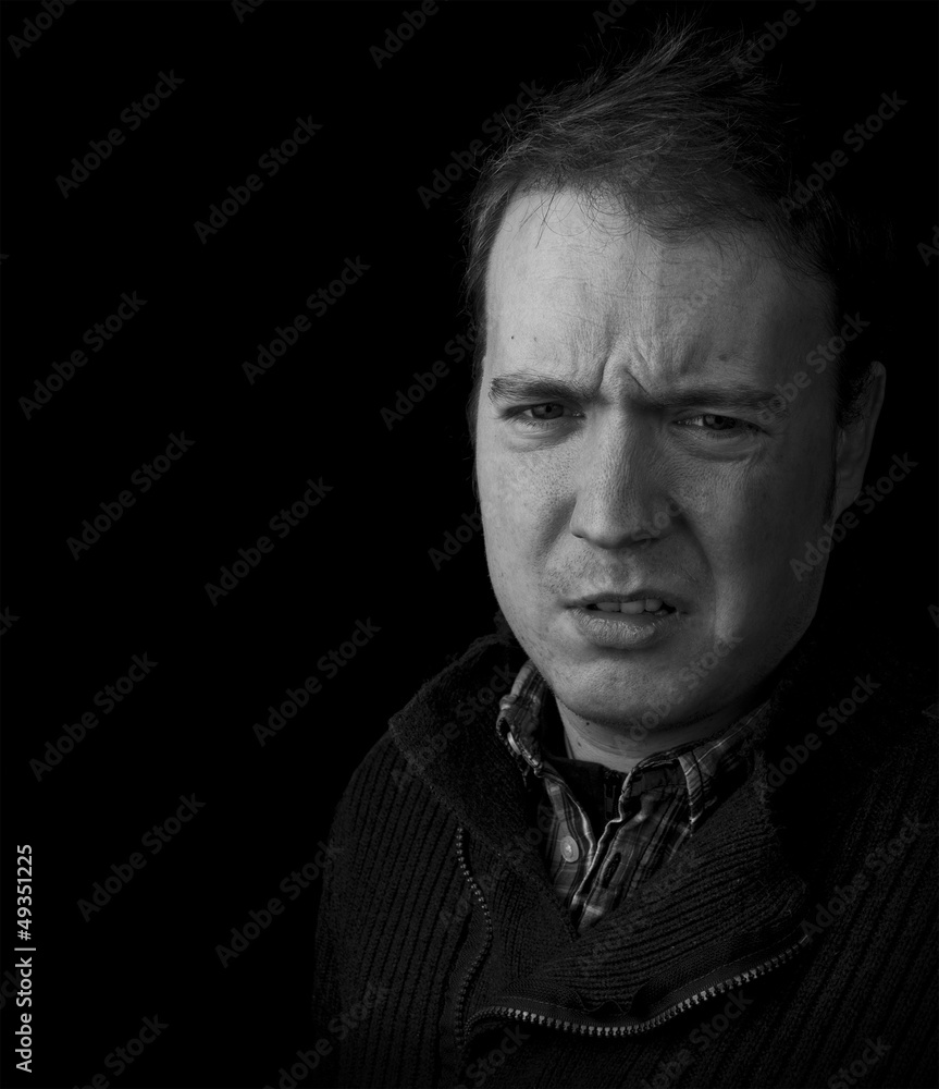 Fototapeta premium man pleading innocence, not to blame with open hands