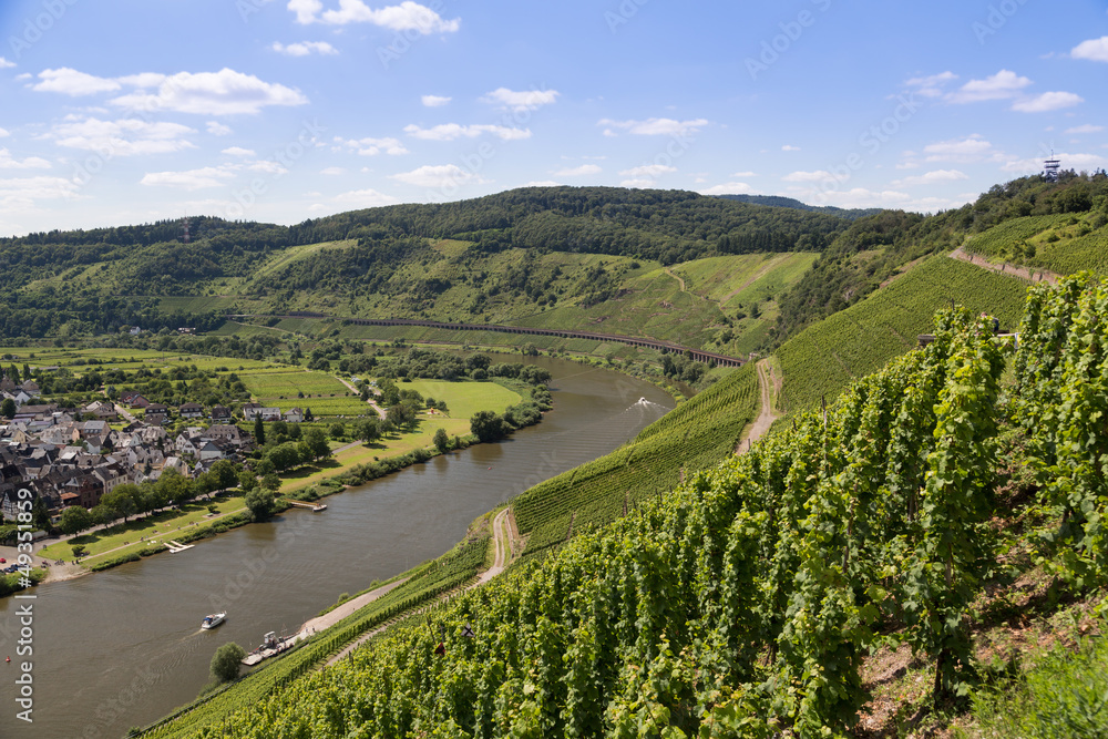 Aerial view of German river Moselle near Punderich