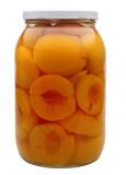 isolated jar of peaches with clipping path