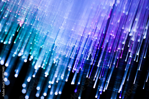 Fiber optics close-up, modern computer communication technology