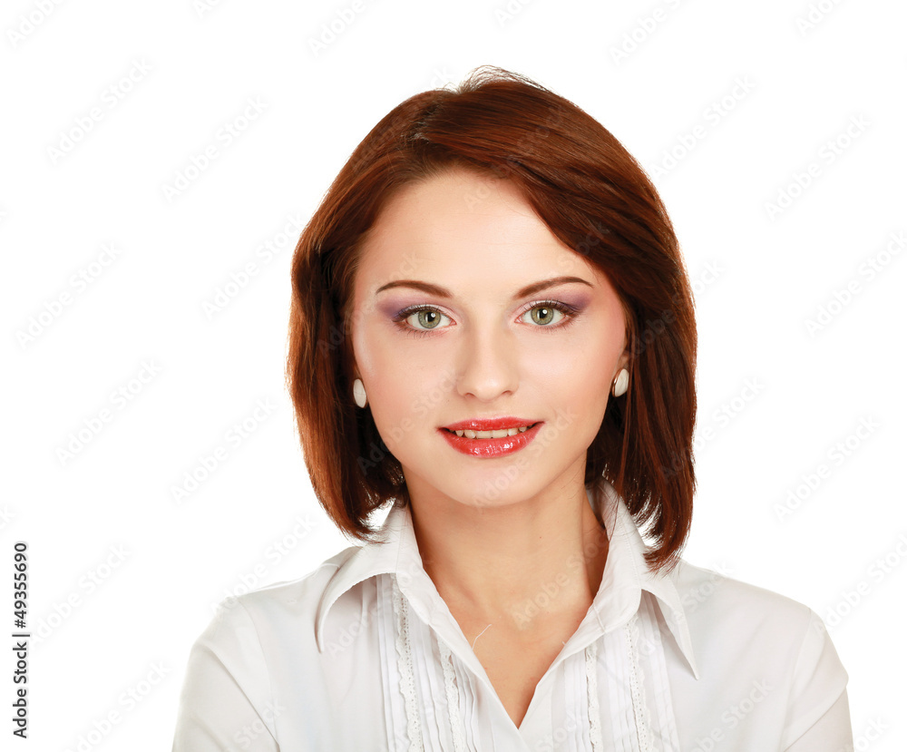 Closeup portrait of a young woman ,isolated on white background Closeup portrait of a young woman ,isolated on white background