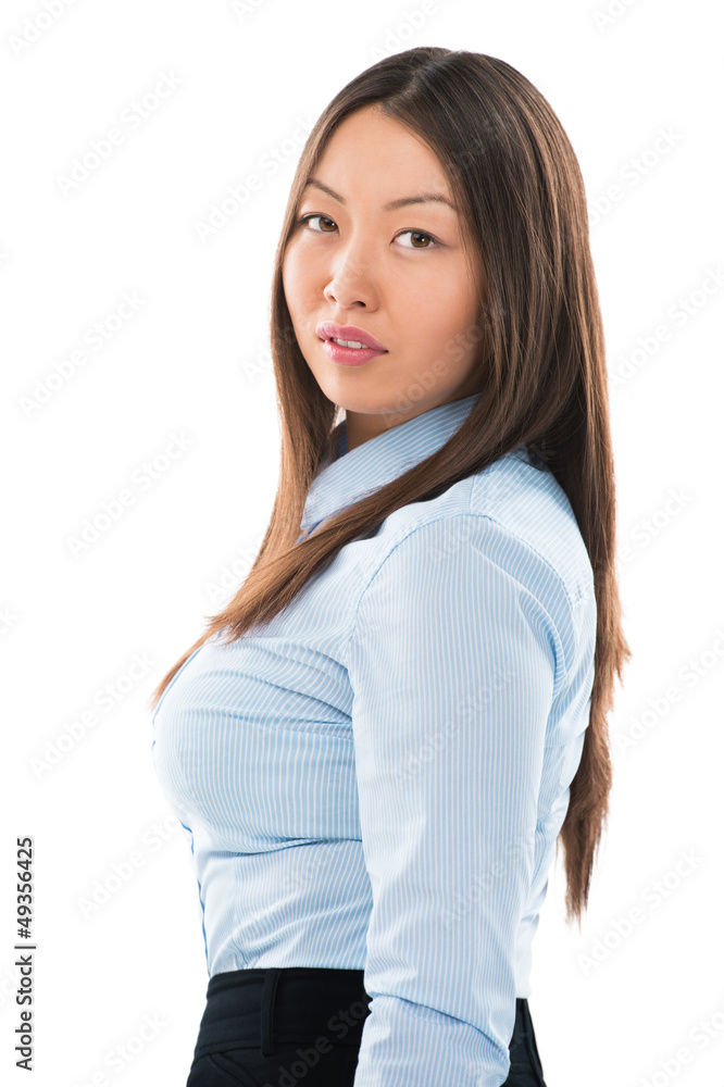 Portrait of a pretty young businesswoman standing on a white bac Portrait of a pretty young businesswoman standing on a white bac
