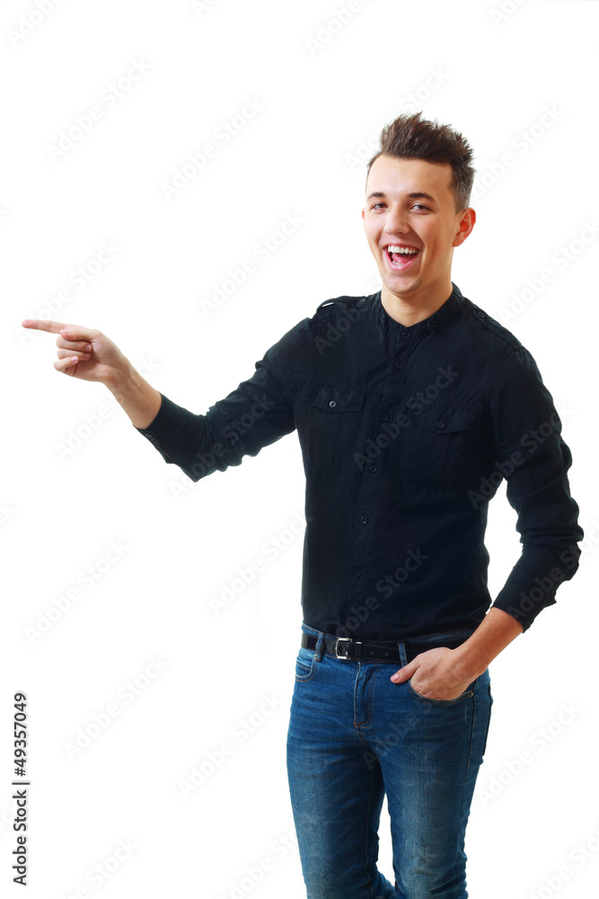 young guy pointing young guy pointing