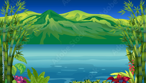 A beautiful river and mountain