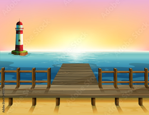 The wooden port and the sea parola