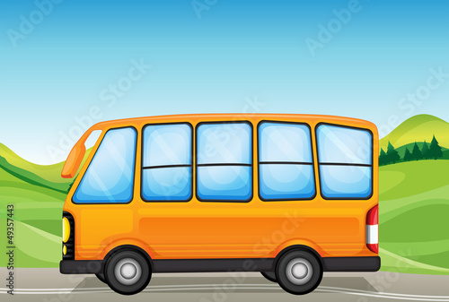 A yellow bus