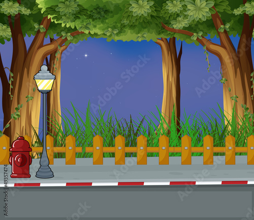 An evening view of the street