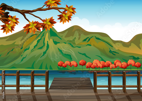 A seaport overlooking the mountains