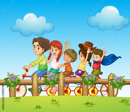 Children riding on a bicycle