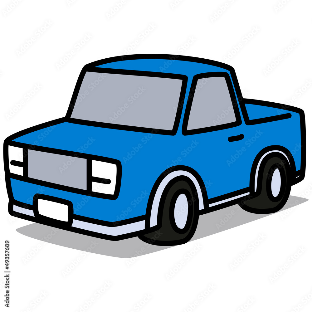 Cartoon Car 02 : Blue Pickup Truck Stock Vector | Adobe Stock