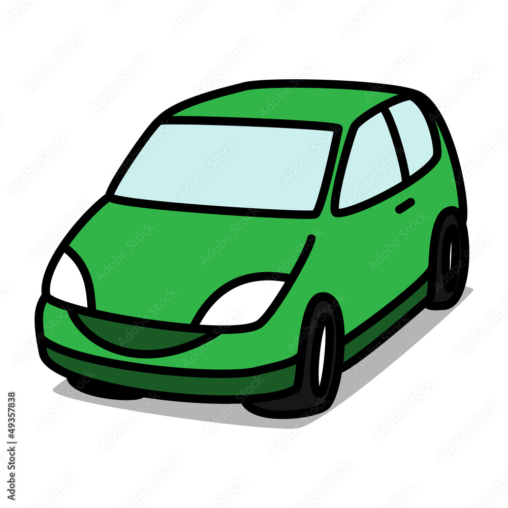 Cartoon Car 06 : Green Hatchback Stock ベクター | Adobe Stock