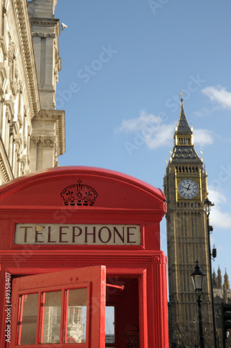 Red telephone kiosk and Big Ben  London