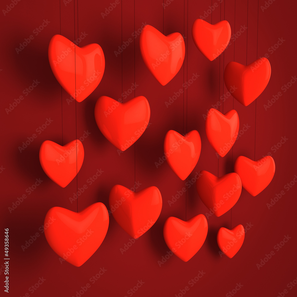Red hearts design