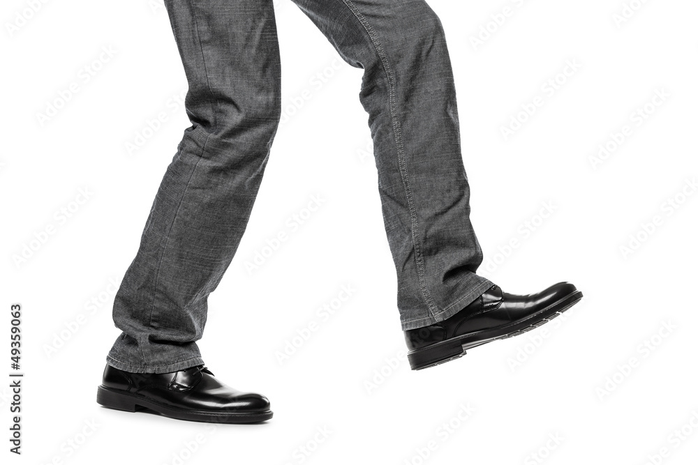 Man in shoes walking step Man in shoes walking step