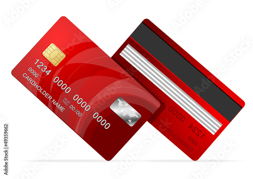 Vector Credit Card red icon Isolated on white