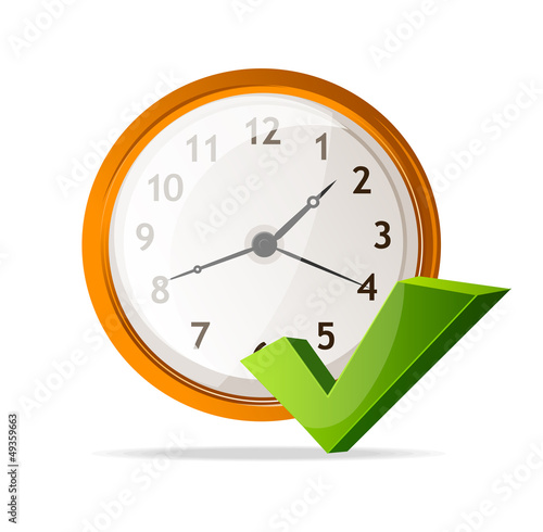 Vector clock Icon and check mark