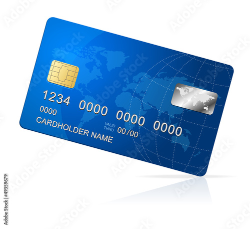 Vector Credit Card blue icon Isolated on white