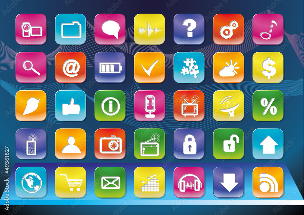 Forty different smartphone app icons. Forty different smartphone app icons.