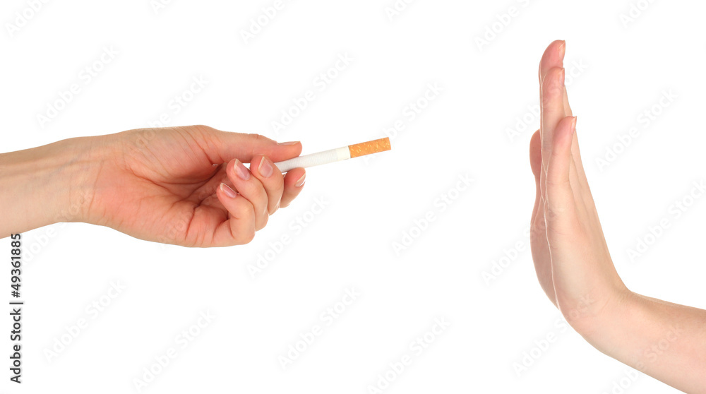 Concept: stop smoking, isolated on white Concept: stop smoking, isolated on white