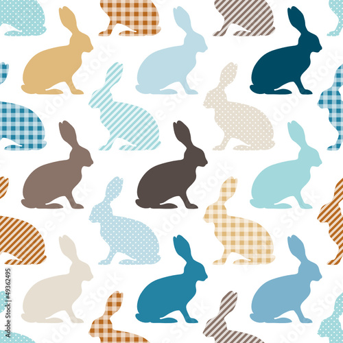 Seamless Pattern Bunnies Stripes/Dots/Check Retro