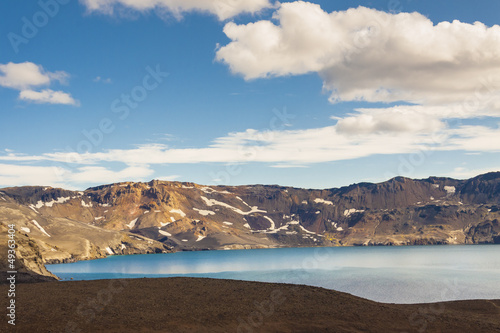 Big blue Oskjuvatn lake in interior of Iceland. photo