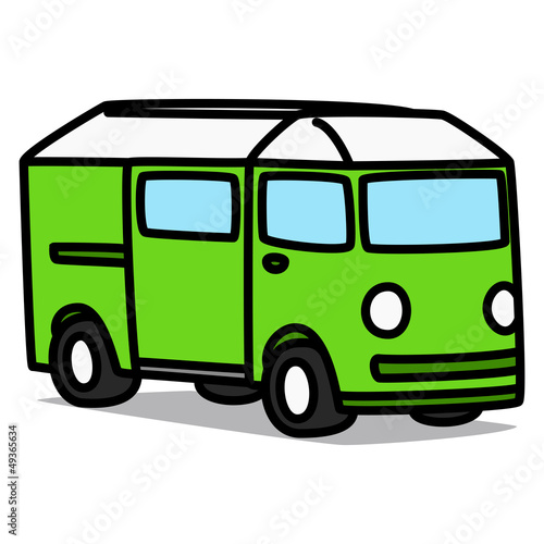 Cartoon Car 35 : Green Minibus