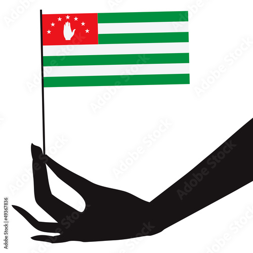 Abkhazia flag in his hand