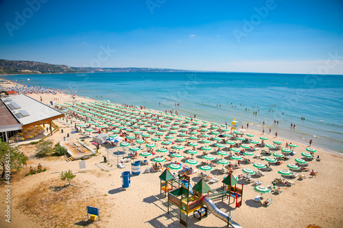 Panoramic view of Golden Sands beach, Bulgaria.