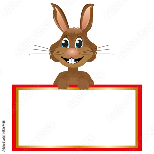 rabbit with a big blank banner
